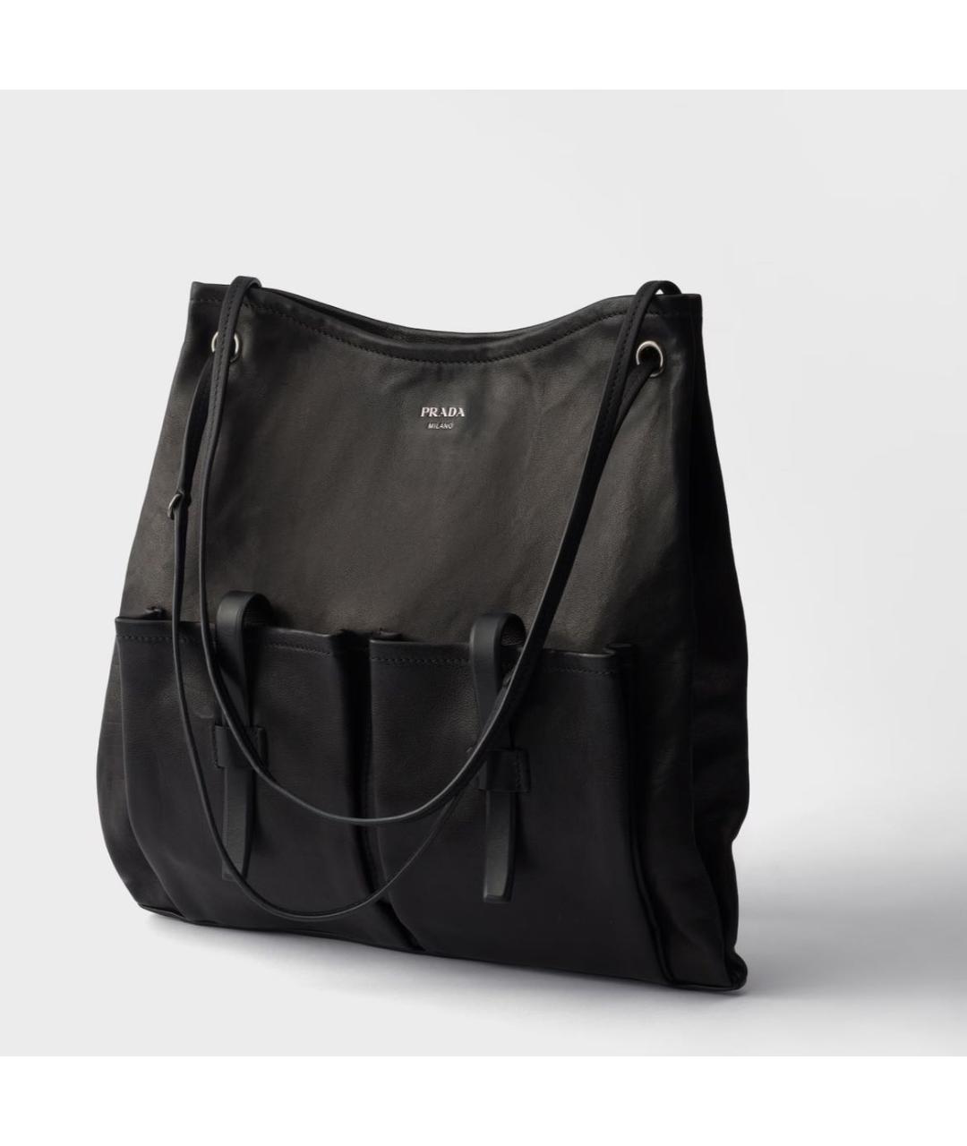 PRADA Черная кожаная сумка тоут, фото 2