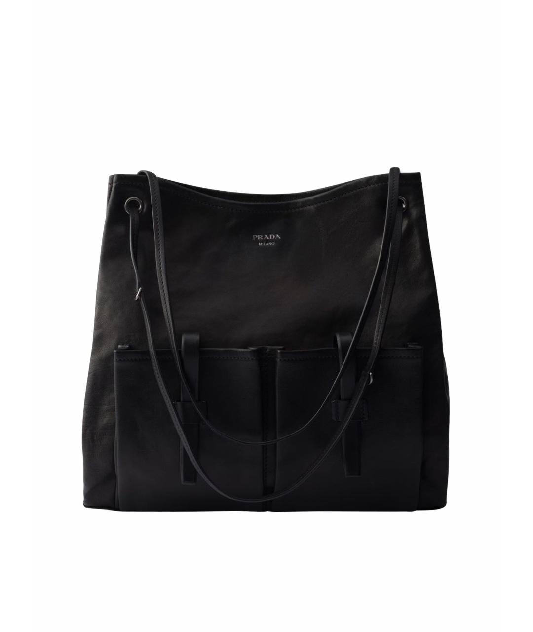 PRADA Черная кожаная сумка тоут, фото 1