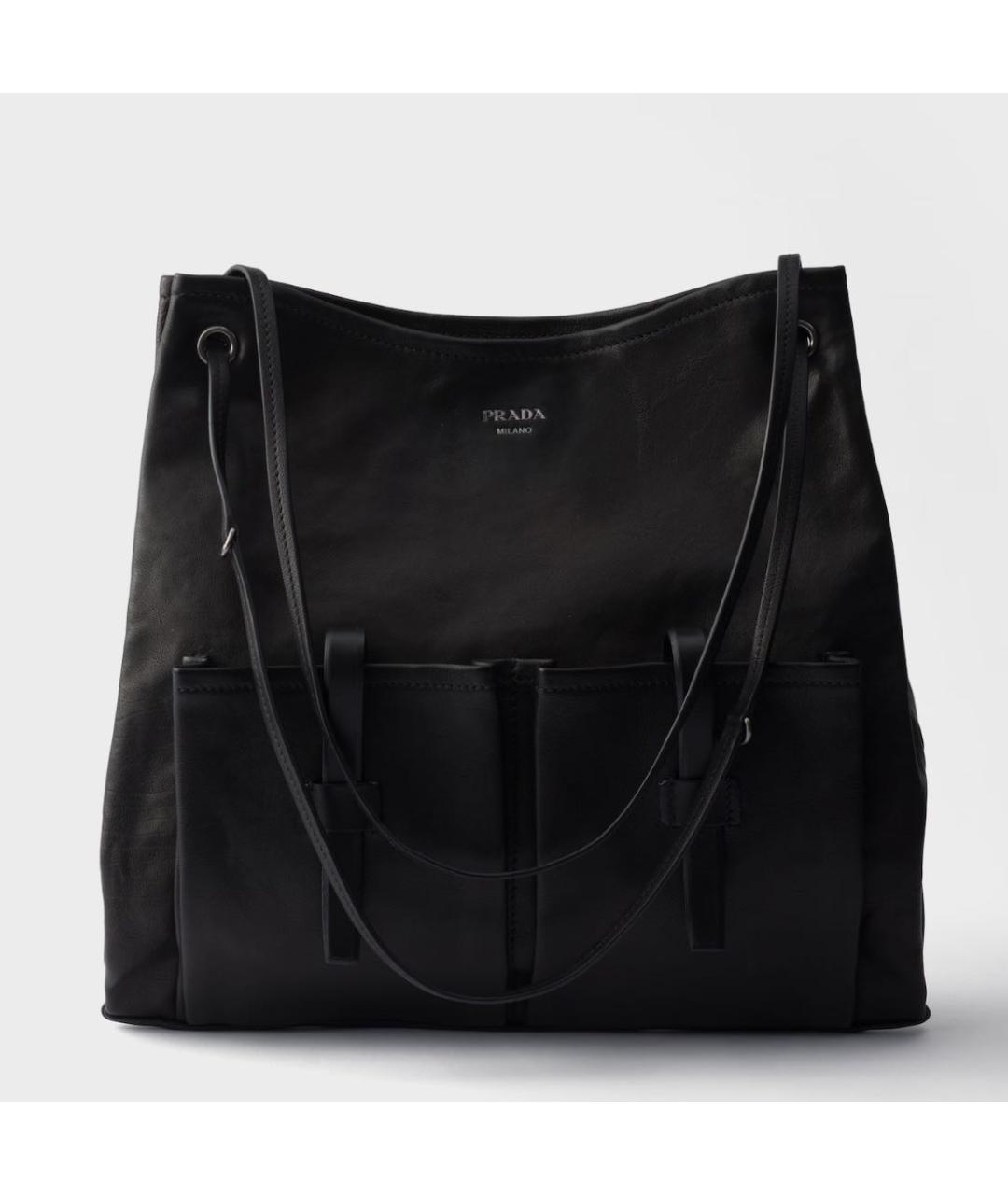 PRADA Черная кожаная сумка тоут, фото 4