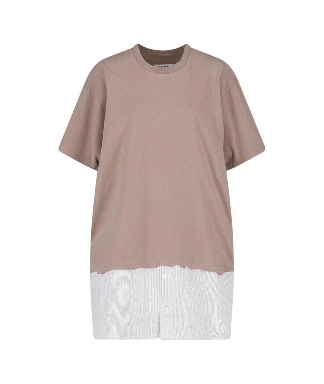 MM6 MAISON MARGIELA Бежевое хлопковое платье, фото 1