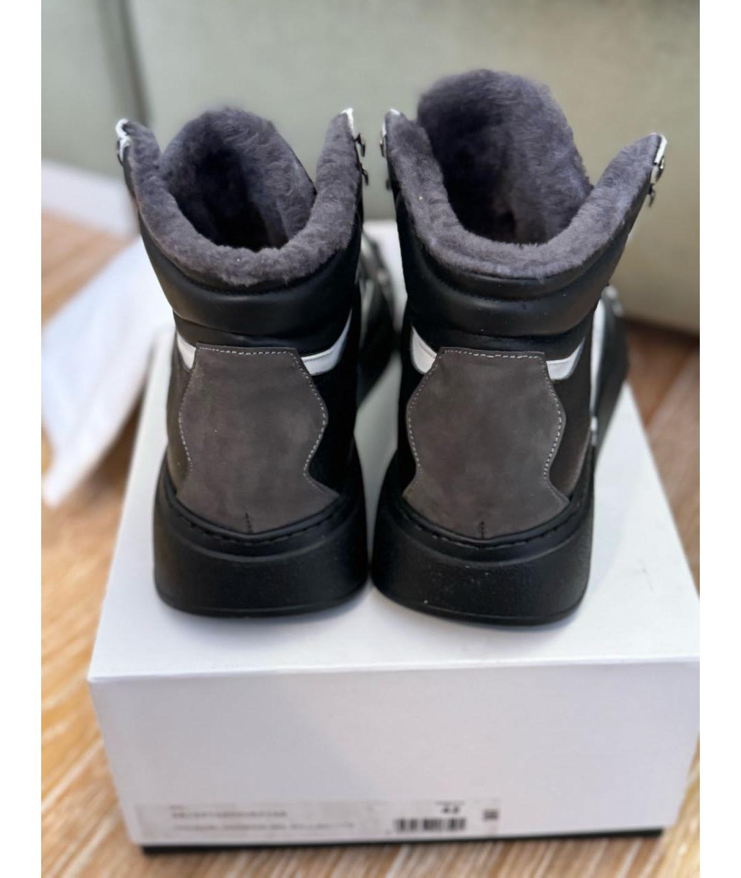 POLLINI Серые кожаные высокие кроссовки / кеды, фото 5