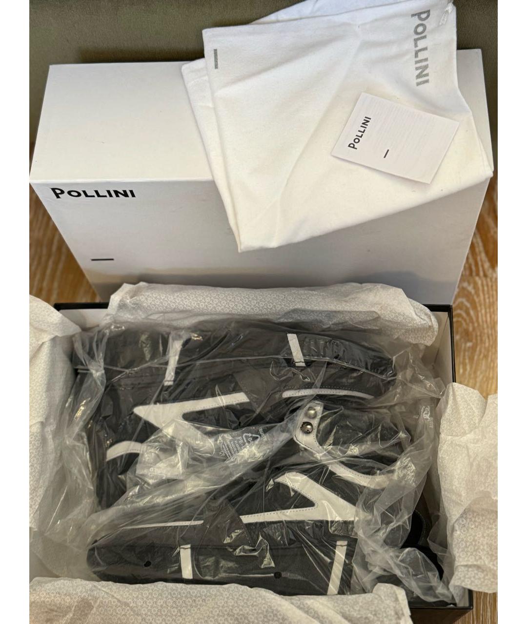 POLLINI Серые кожаные высокие кроссовки / кеды, фото 7