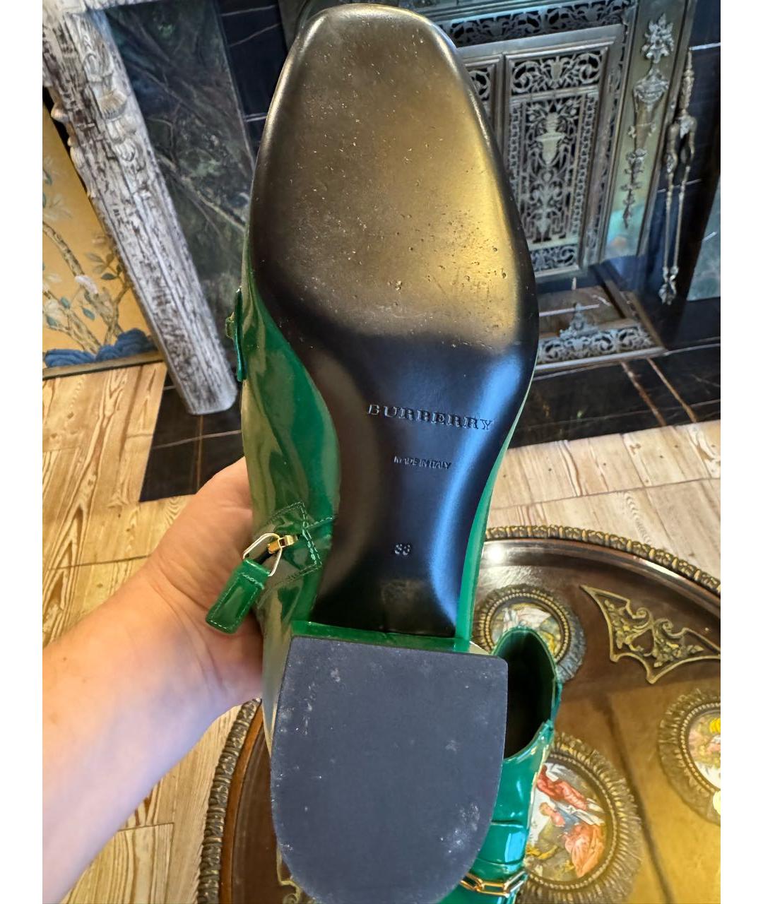 BURBERRY Зеленые ботильоны из лакированной кожи, фото 5