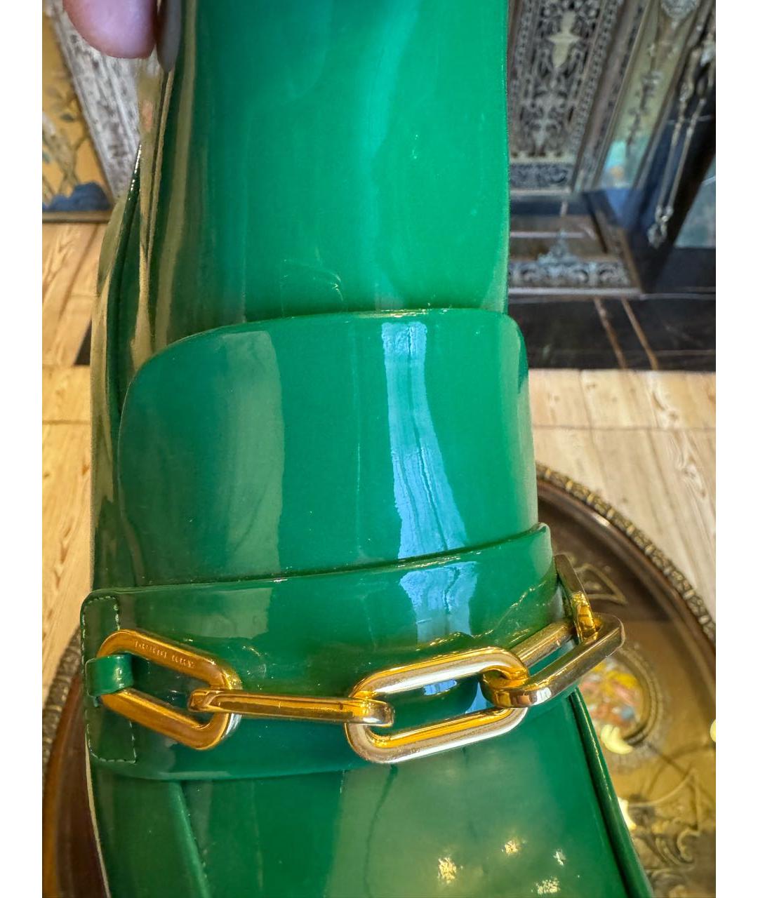 BURBERRY Зеленые ботильоны из лакированной кожи, фото 7