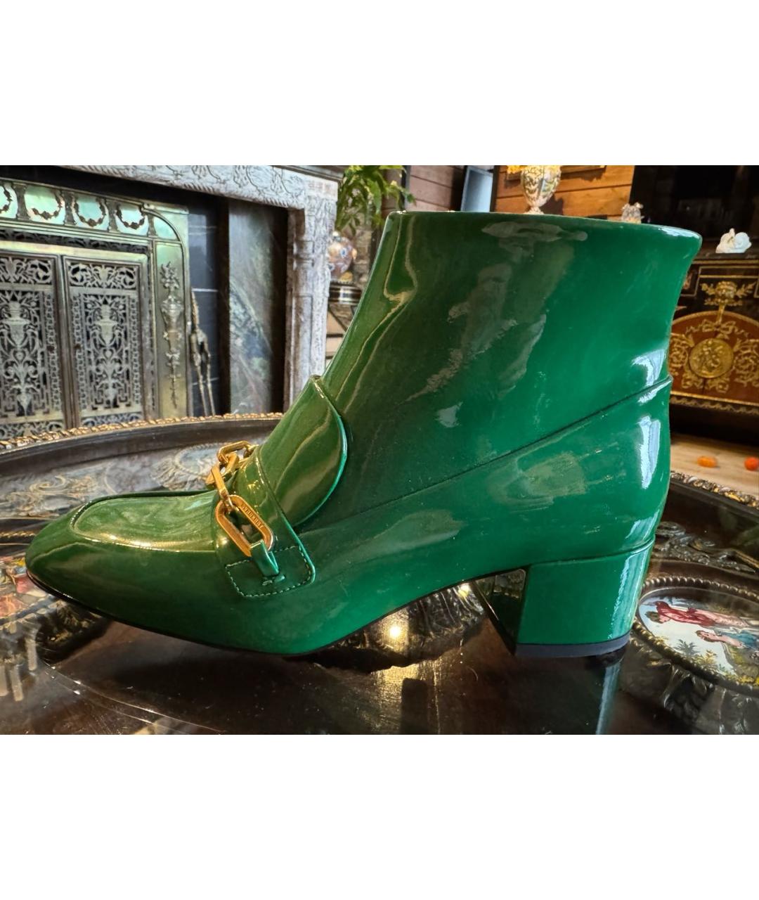BURBERRY Зеленые ботильоны из лакированной кожи, фото 8