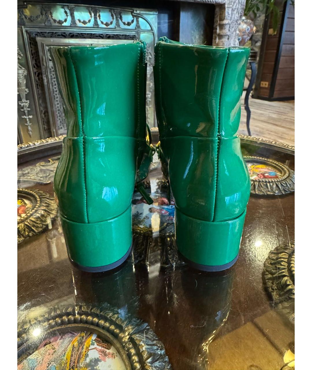 BURBERRY Зеленые ботильоны из лакированной кожи, фото 4