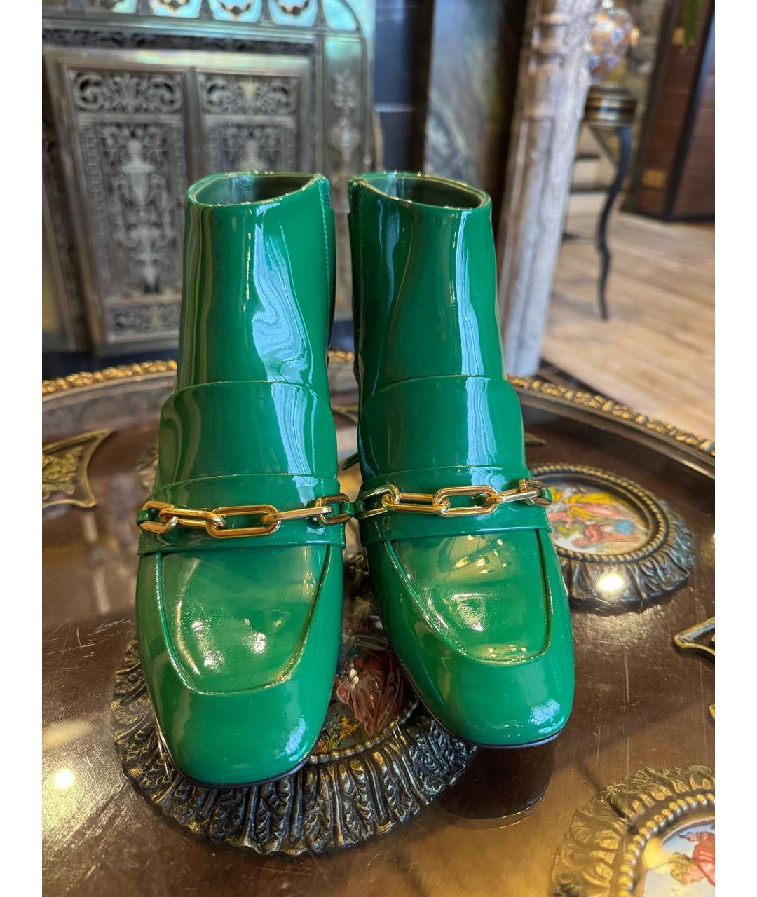 BURBERRY Зеленые ботильоны из лакированной кожи, фото 2