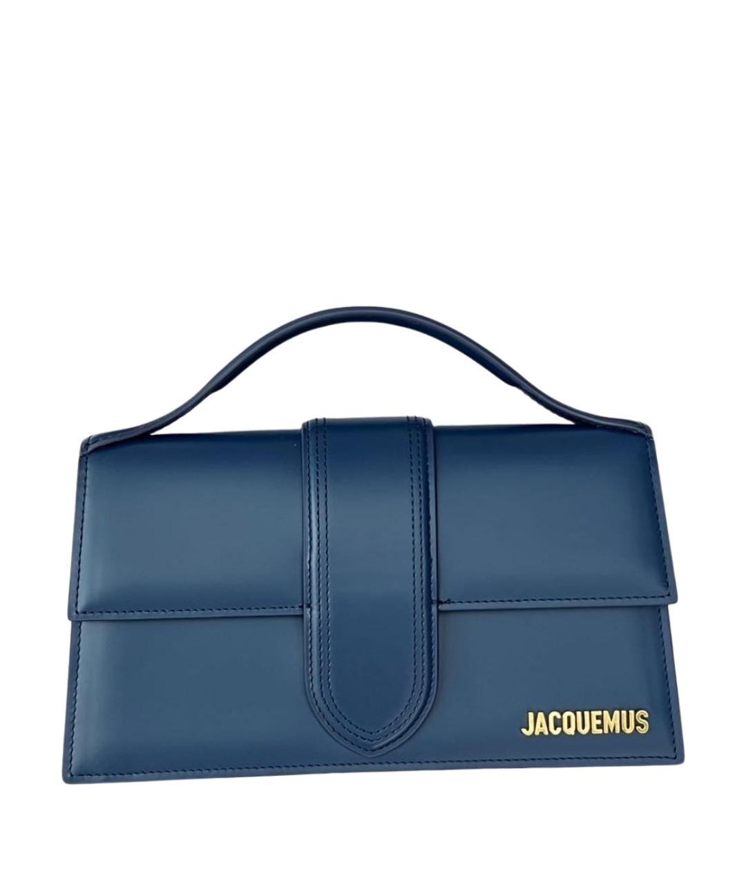 JACQUEMUS Темно-синяя кожаная сумка с короткими ручками, фото 1