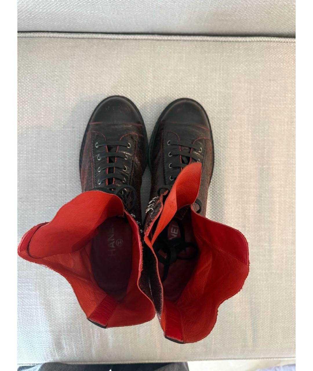 CHANEL Бордовые кожаные ботильоны, фото 3