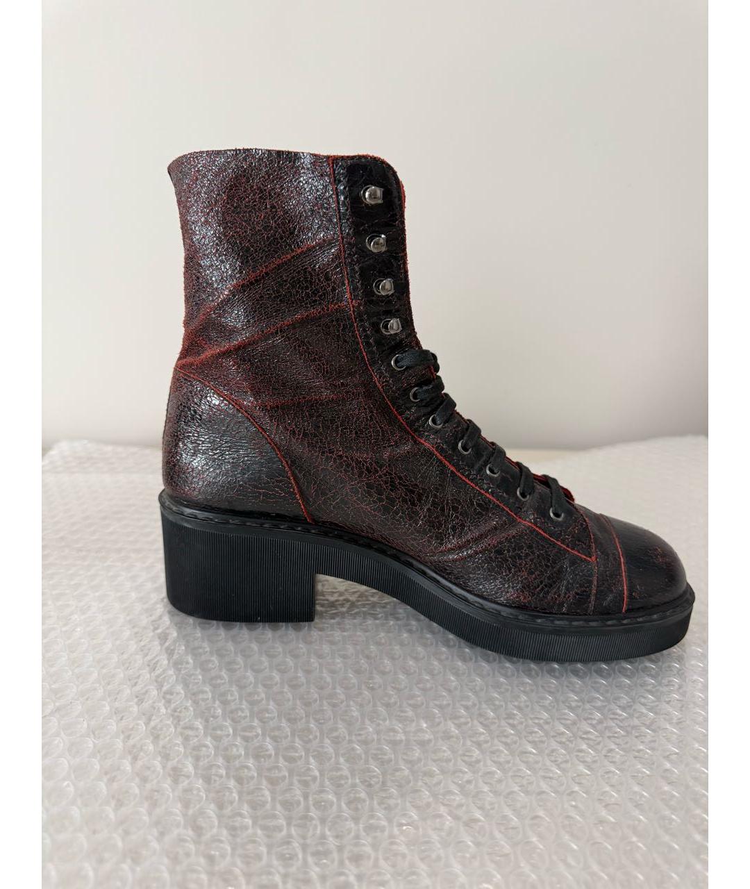 CHANEL Бордовые кожаные ботильоны, фото 8