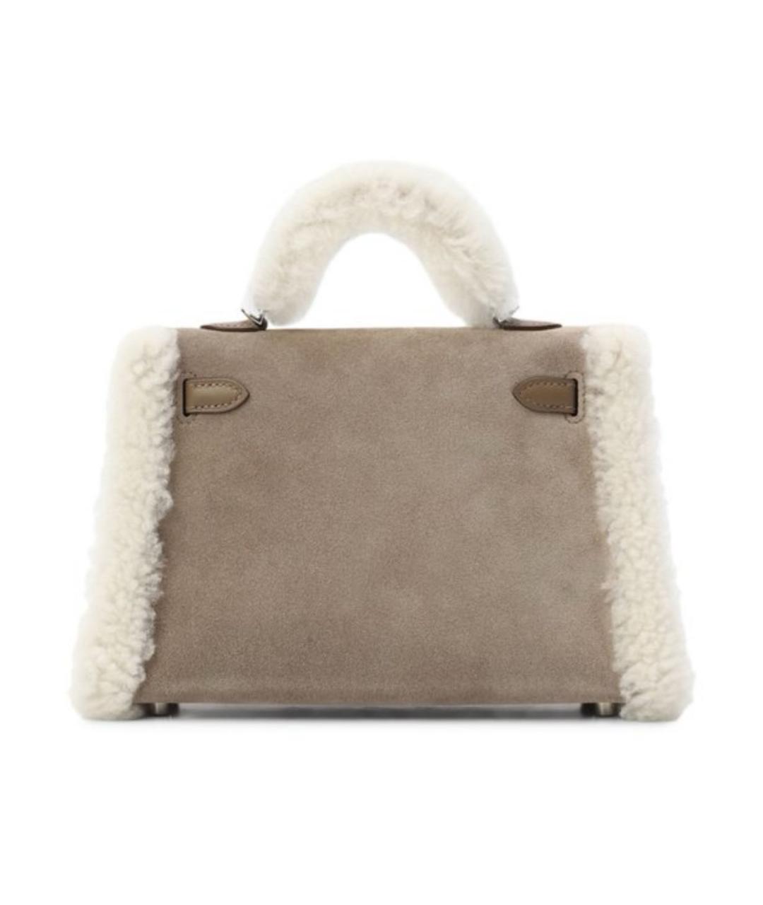 HERMES Серая замшевая сумка с короткими ручками, фото 3