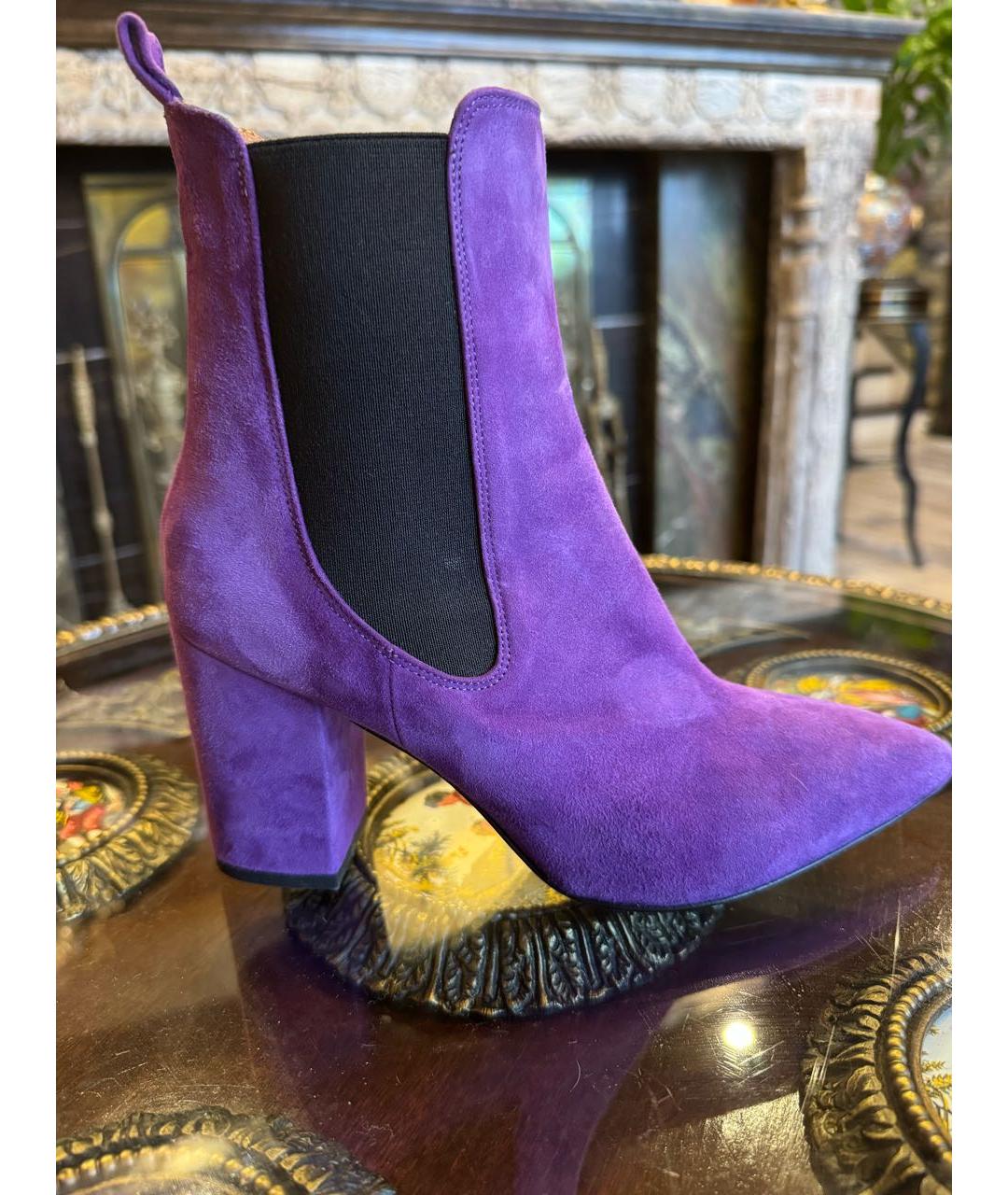 PARIS TEXAS Фиолетовые замшевые полусапоги, фото 7