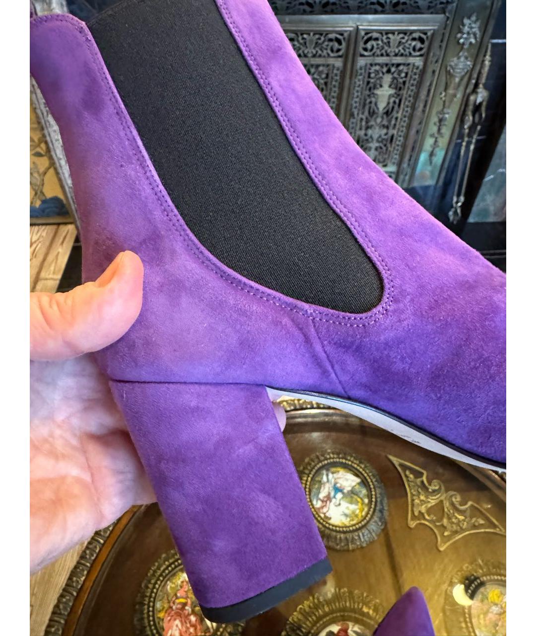 PARIS TEXAS Фиолетовые замшевые полусапоги, фото 5