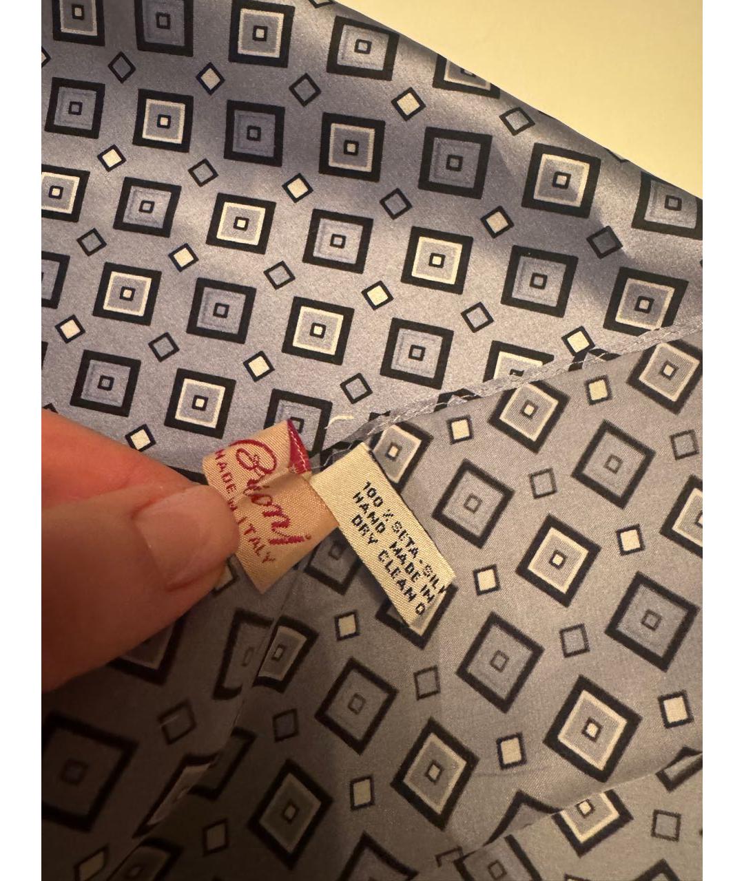 BRIONI Синий шелковый платок, фото 3