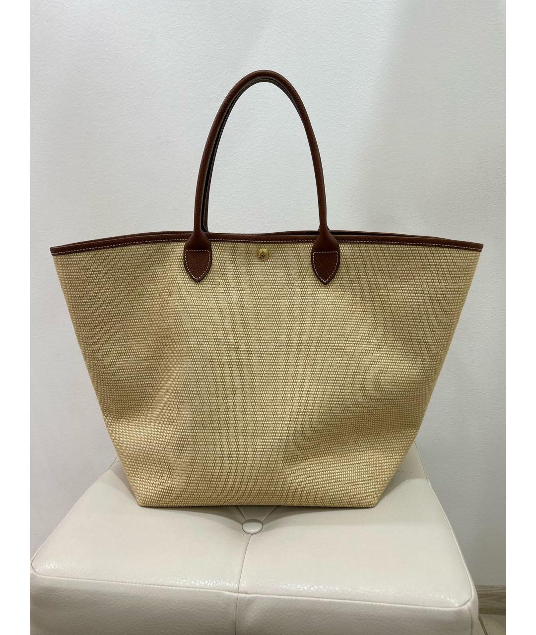 LONGCHAMP Бежевая пелетеная пляжная сумка, фото 3