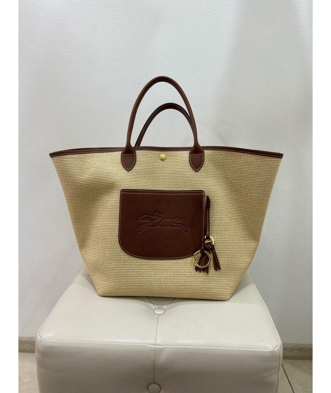 LONGCHAMP Бежевая пелетеная пляжная сумка, фото 9