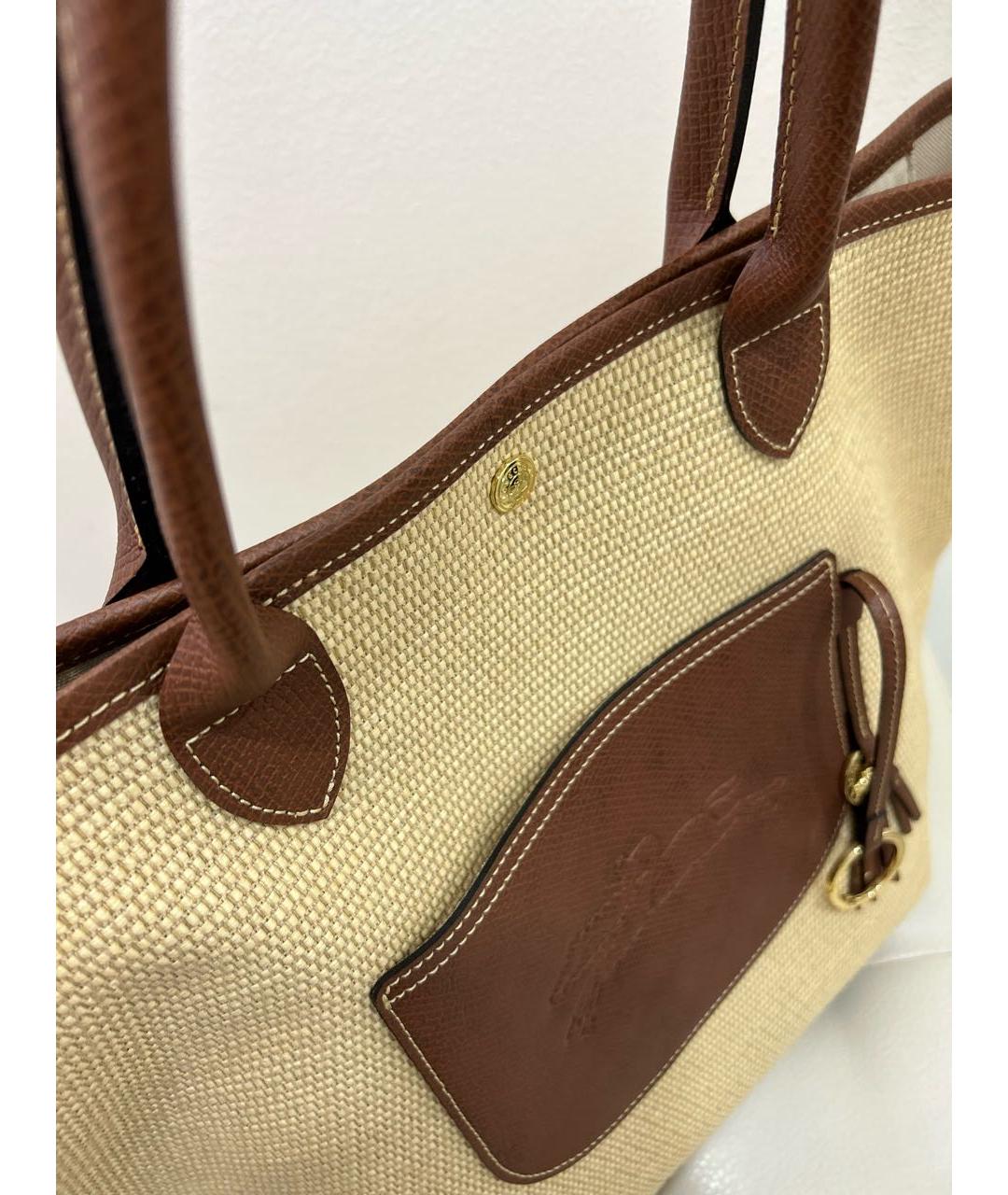 LONGCHAMP Бежевая пелетеная пляжная сумка, фото 4