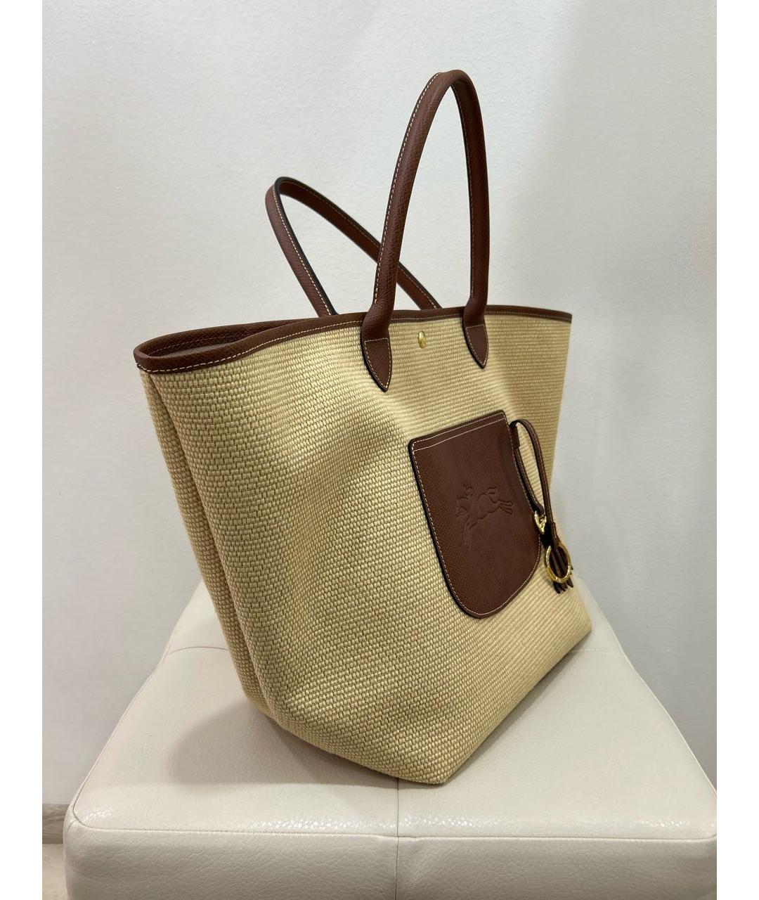 LONGCHAMP Бежевая пелетеная пляжная сумка, фото 2