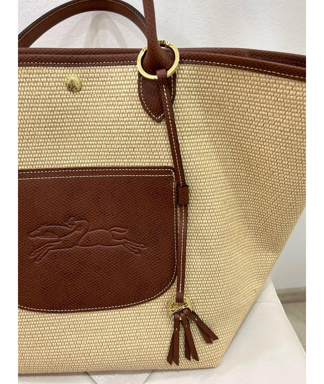 LONGCHAMP Бежевая пелетеная пляжная сумка, фото 8