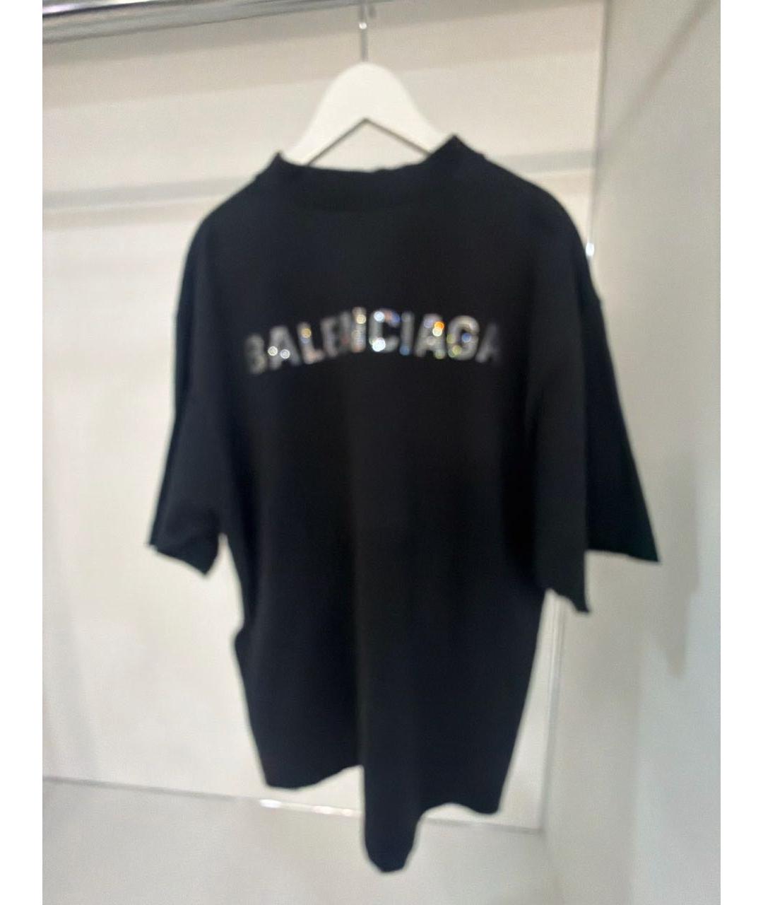 BALENCIAGA Черная хлопко-эластановая футболка, фото 2