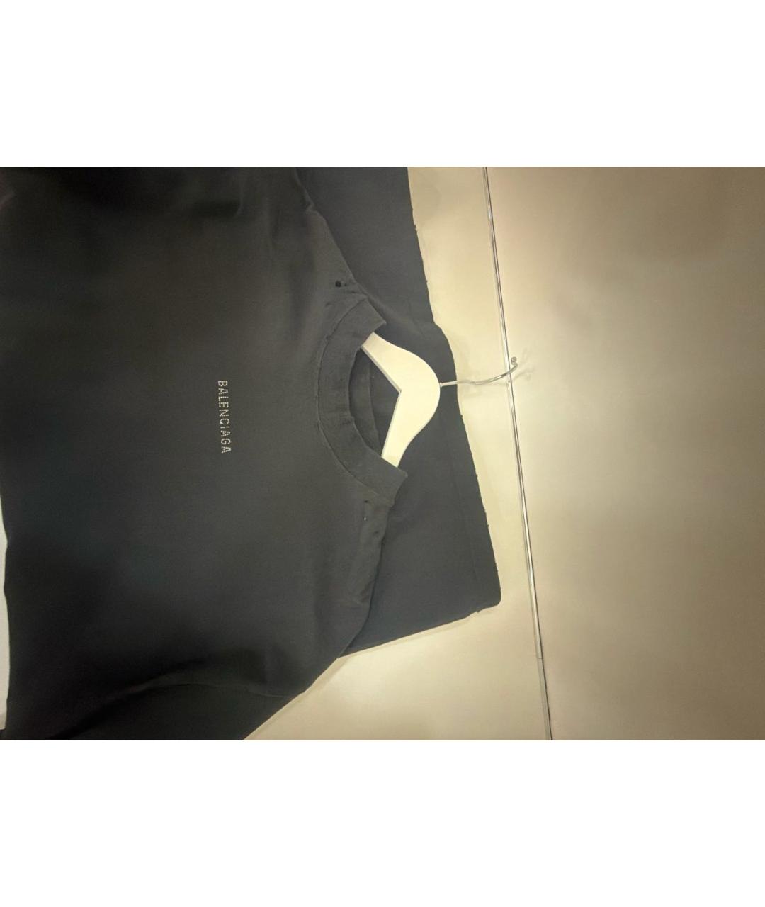 BALENCIAGA Черная хлопко-эластановая футболка, фото 5