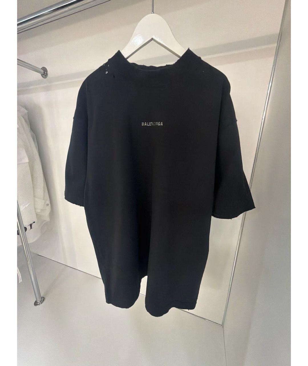 BALENCIAGA Черная хлопко-эластановая футболка, фото 7