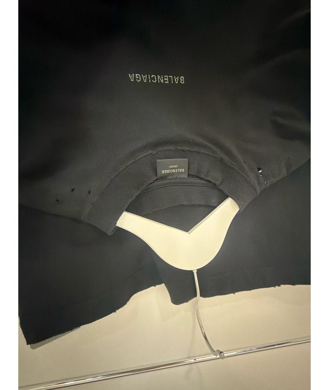 BALENCIAGA Черная хлопко-эластановая футболка, фото 3