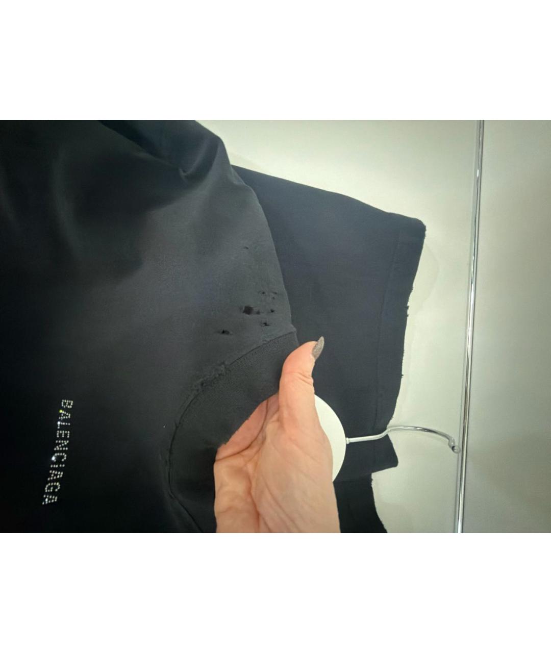 BALENCIAGA Черная хлопко-эластановая футболка, фото 4