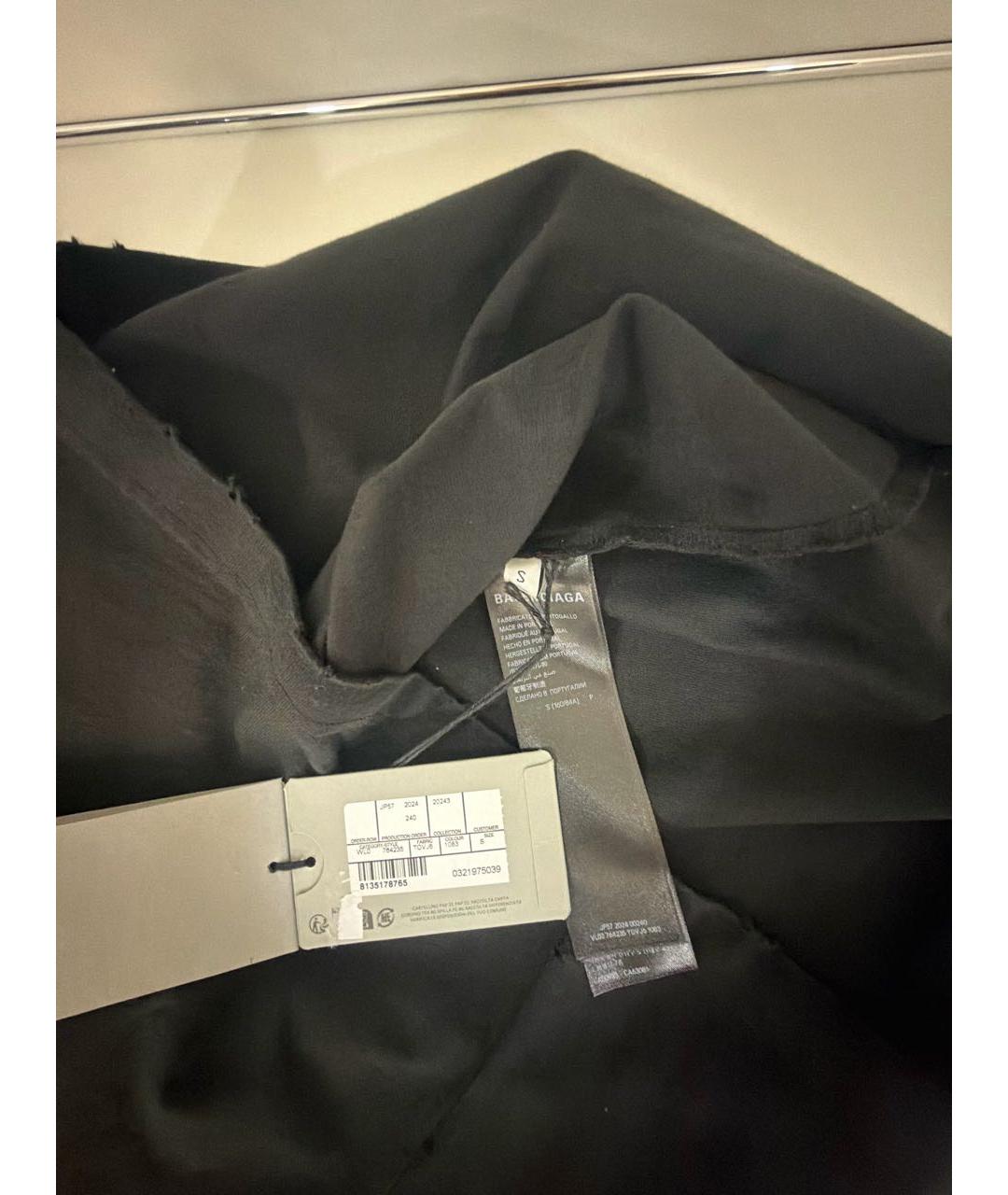 BALENCIAGA Черная хлопко-эластановая футболка, фото 6