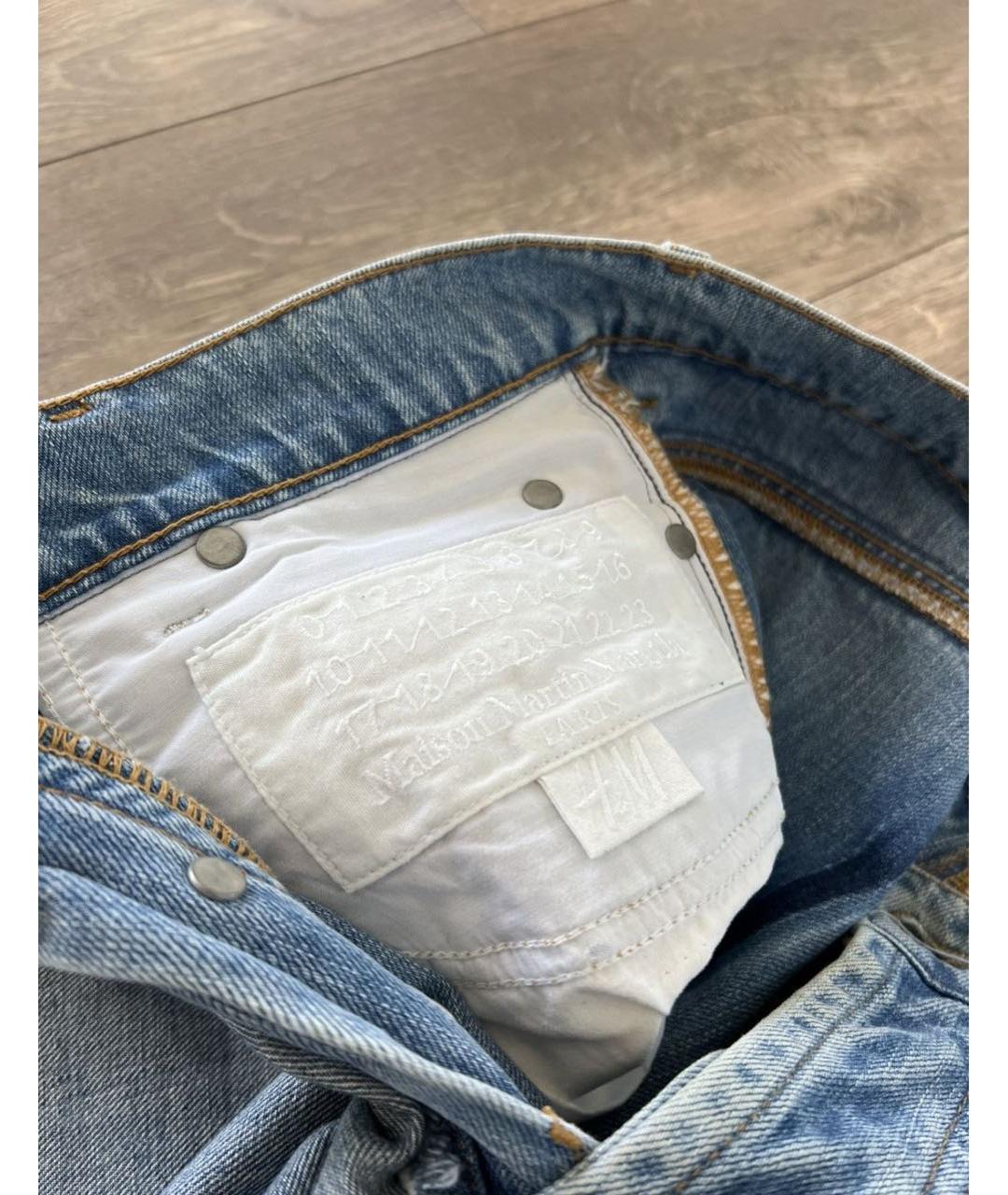 MAISON MARGIELA Голубые хлопковые прямые джинсы, фото 6