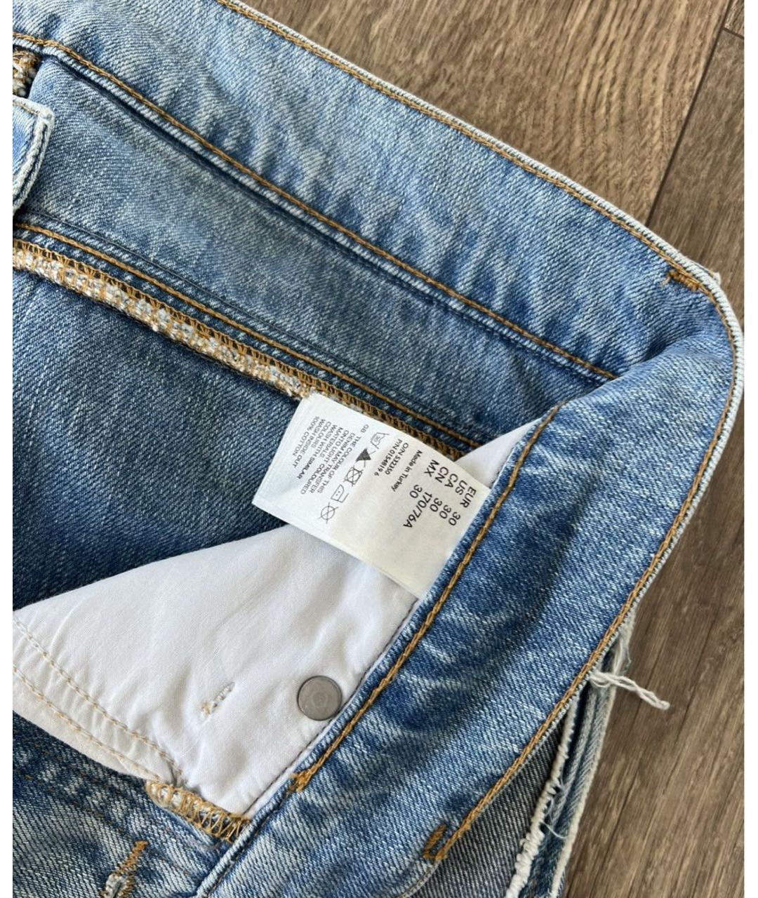 MAISON MARGIELA Голубые хлопковые прямые джинсы, фото 5