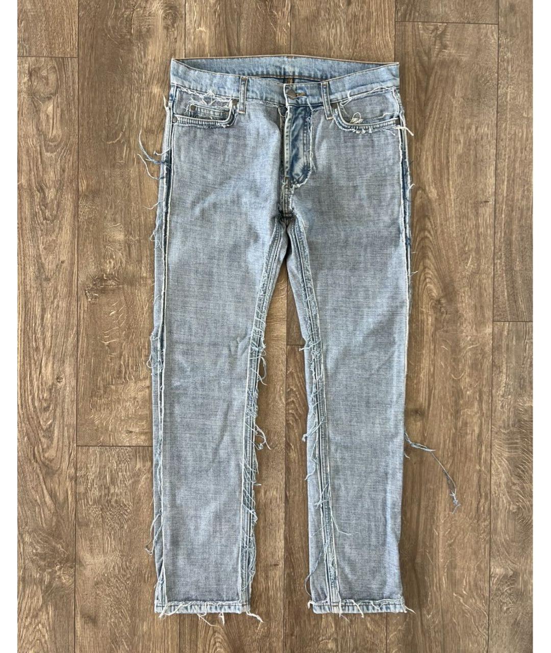 MAISON MARGIELA Голубые хлопковые прямые джинсы, фото 7