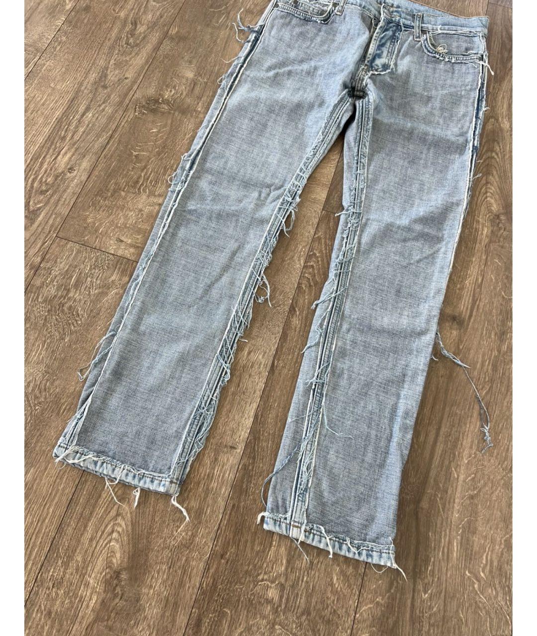 MAISON MARGIELA Голубые хлопковые прямые джинсы, фото 2