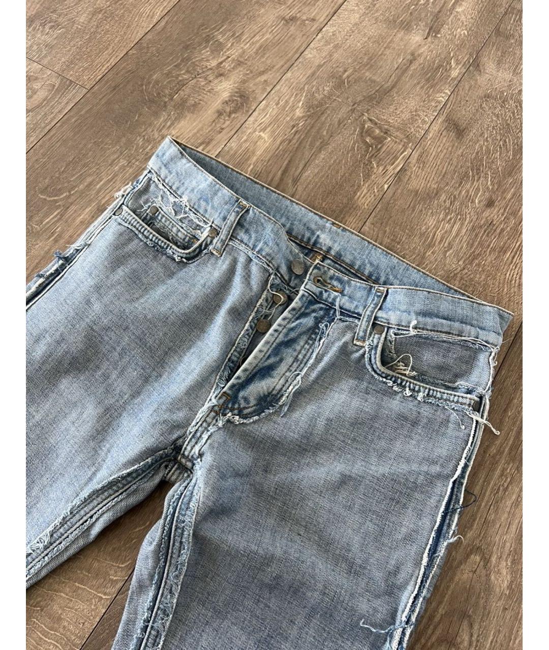 MAISON MARGIELA Голубые хлопковые прямые джинсы, фото 3