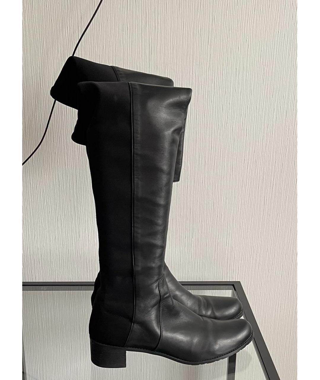 STUART WEITZMAN Черные кожаные ботфорты, фото 6