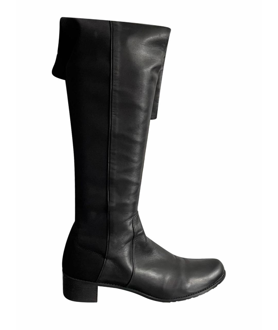 STUART WEITZMAN Черные кожаные ботфорты, фото 1