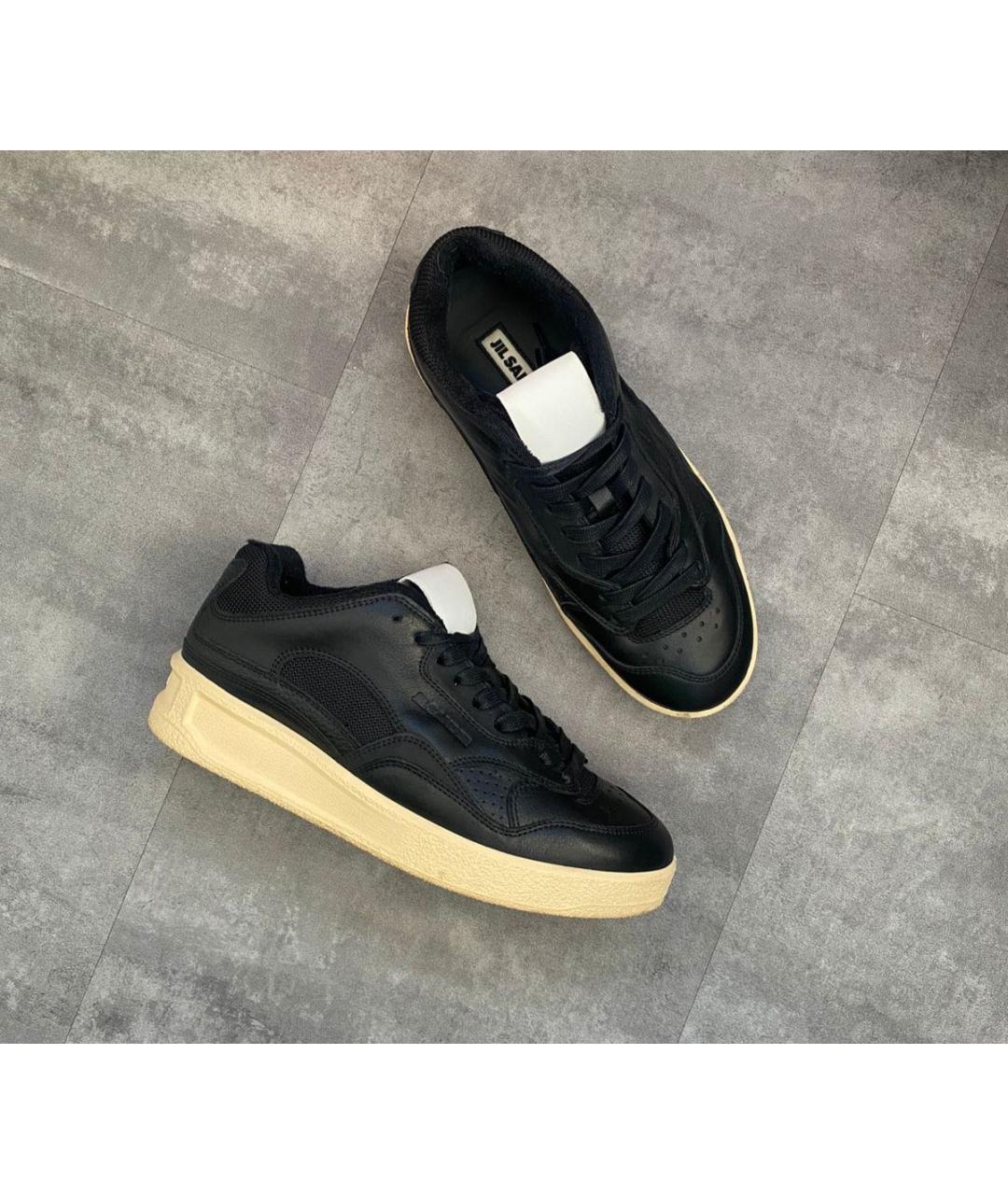 JIL SANDER Черные кожаные кеды, фото 9