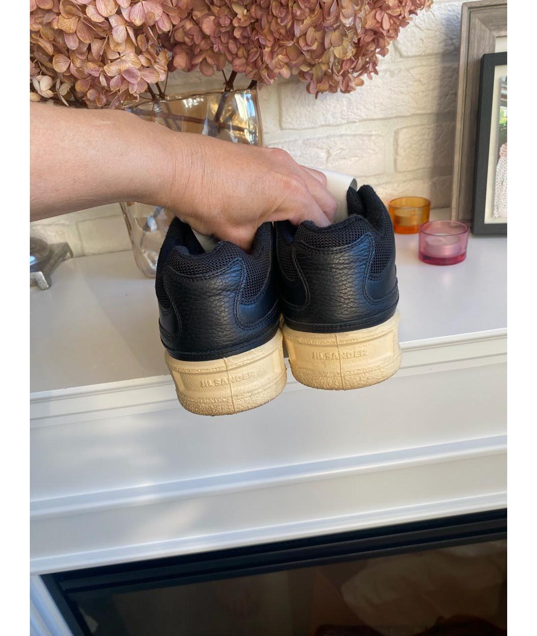 JIL SANDER Черные кожаные кеды, фото 8