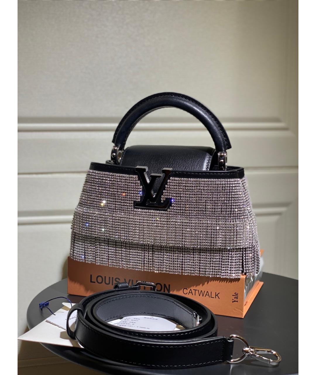 LOUIS VUITTON Черная кожаная сумка с короткими ручками, фото 10