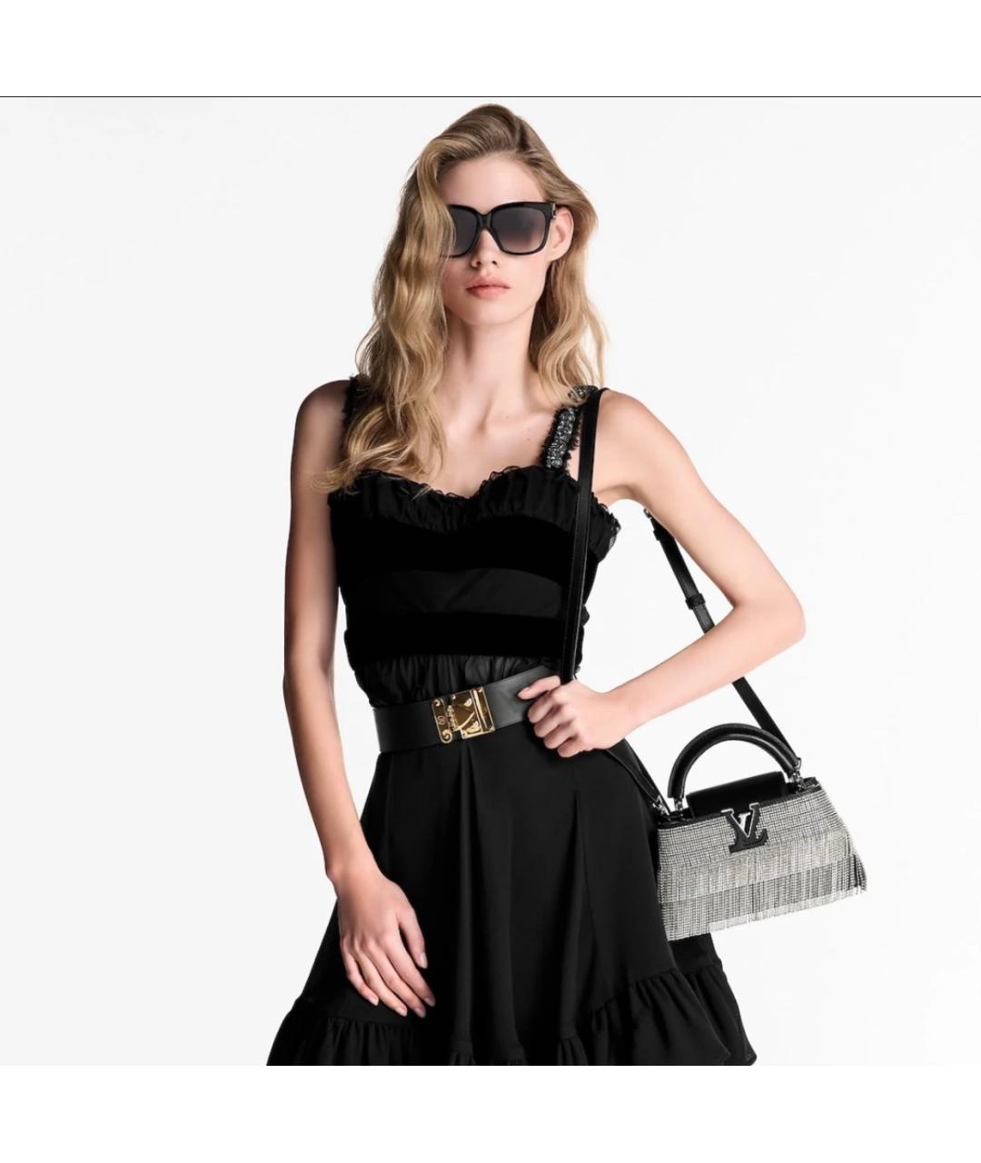 LOUIS VUITTON Черная кожаная сумка с короткими ручками, фото 9