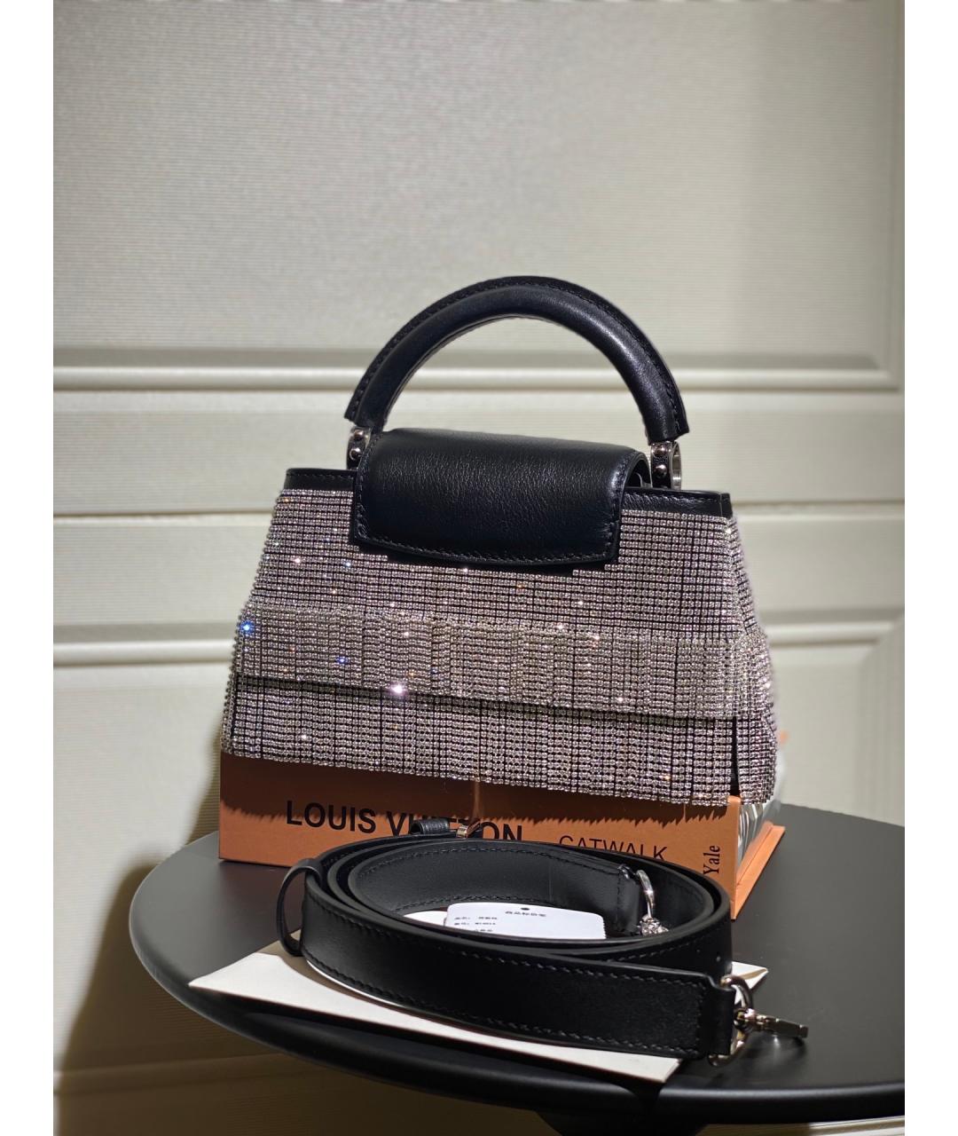 LOUIS VUITTON Черная кожаная сумка с короткими ручками, фото 2