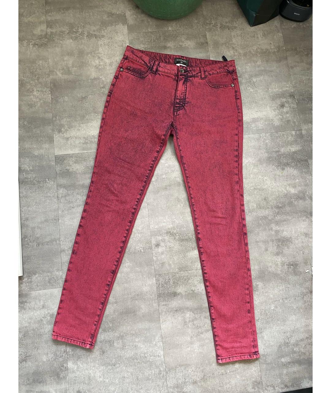 CHANEL Розовые хлопко-эластановые джинсы слим, фото 9