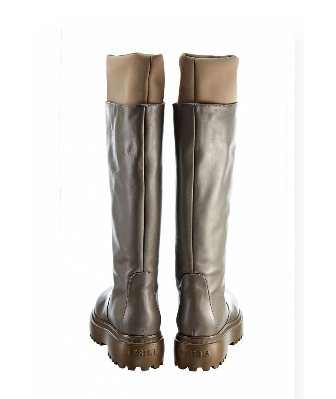 LE SILLA Антрацитовые кожаные сапоги, фото 3