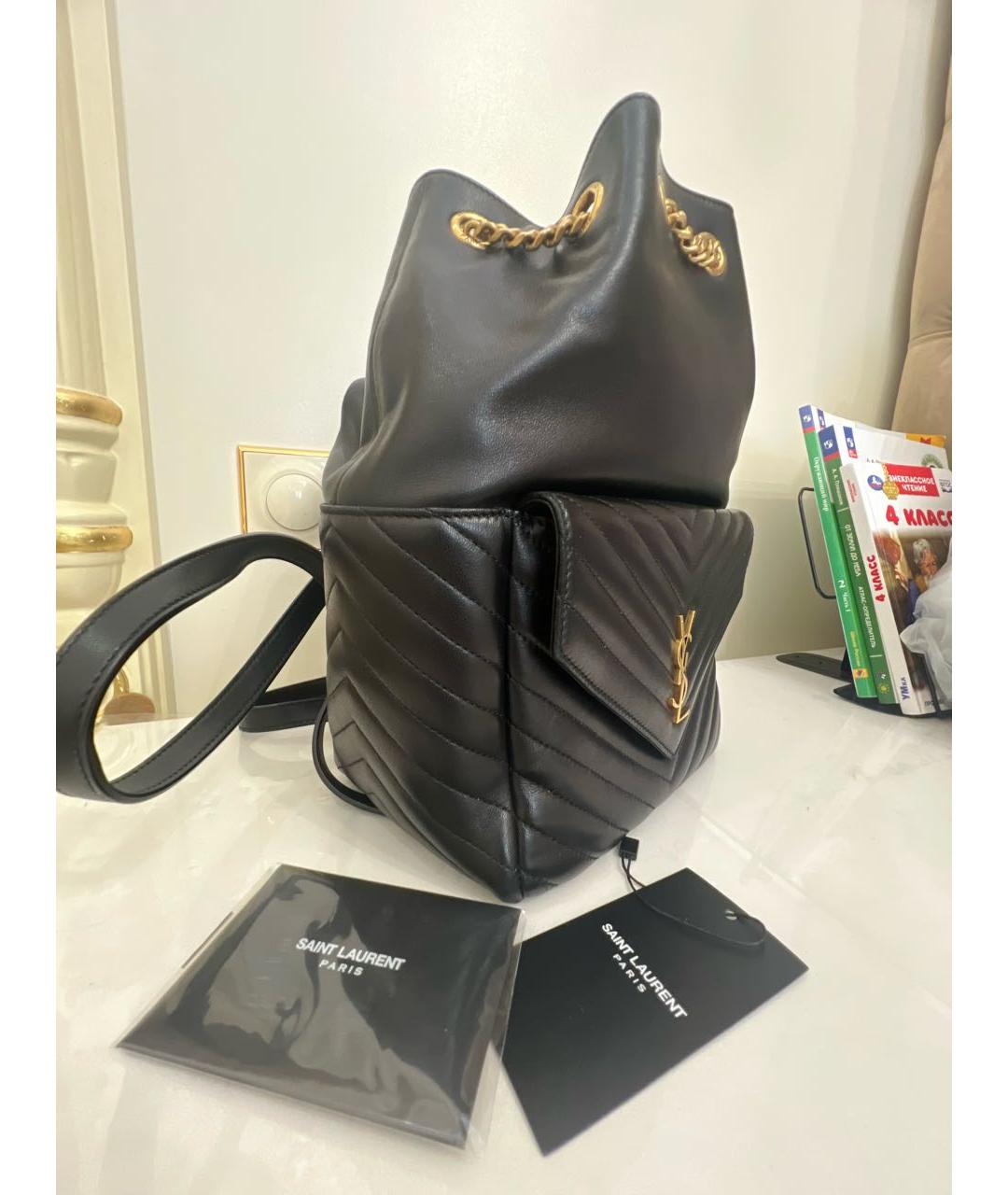 SAINT LAURENT Черный кожаный рюкзак, фото 2