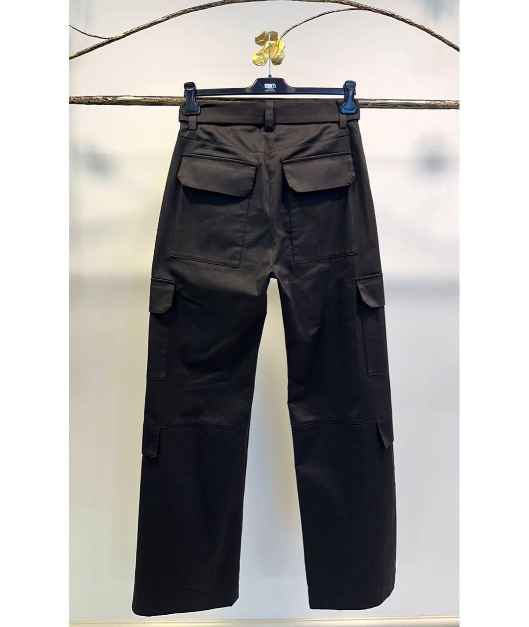 MSGM Коричневые хлопко-эластановые прямые брюки, фото 4