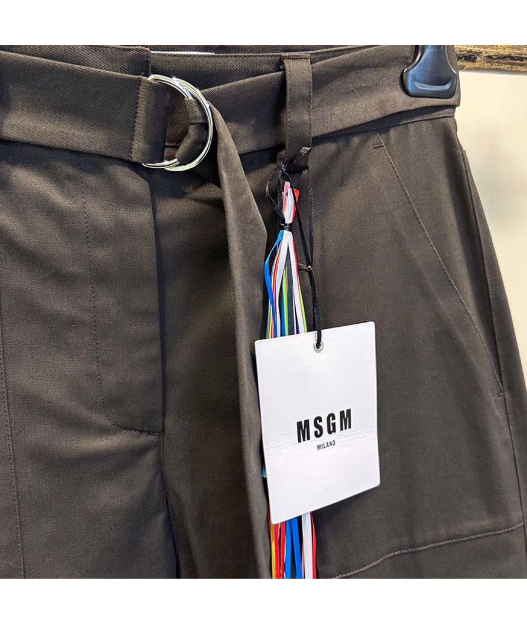 MSGM Коричневые хлопко-эластановые прямые брюки, фото 2