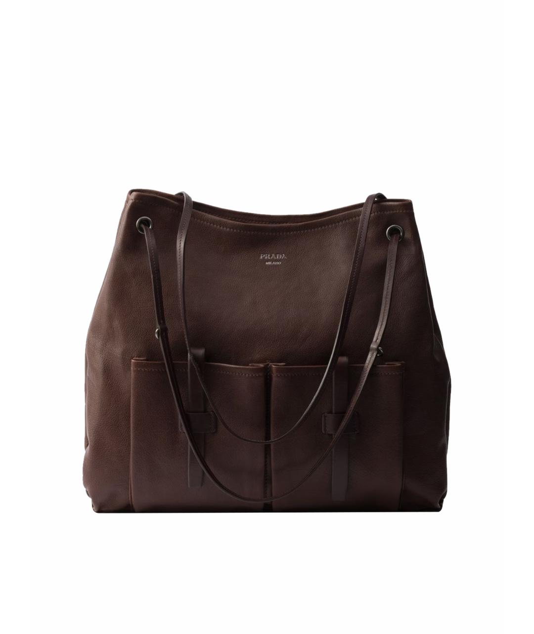 PRADA Коричневая кожаная сумка тоут, фото 1