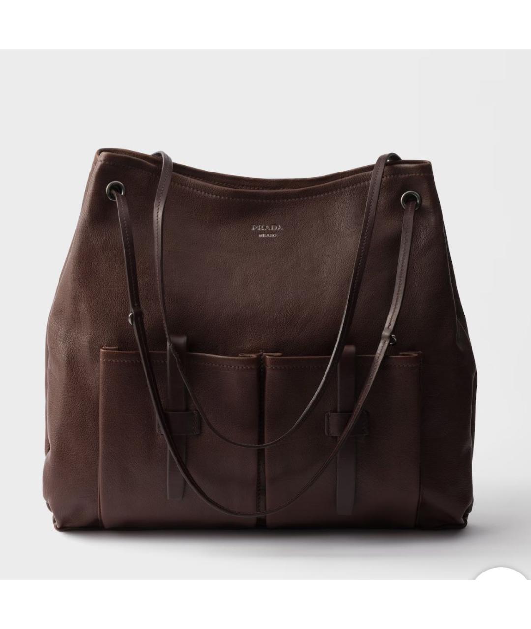 PRADA Коричневая кожаная сумка тоут, фото 4