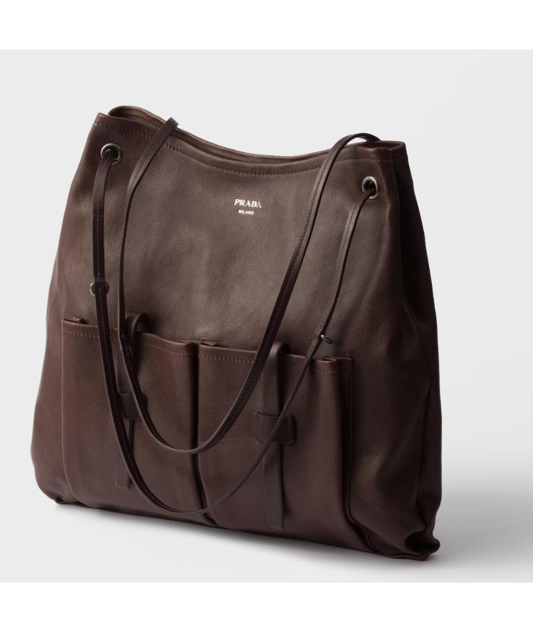 PRADA Коричневая кожаная сумка тоут, фото 3