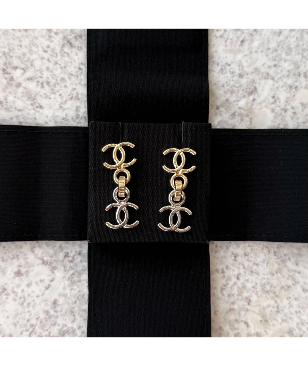 CHANEL Золотые металлические серьги, фото 4